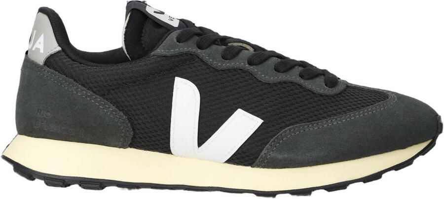 Veja Rio Branco II suède sneakers met logo zwart wit