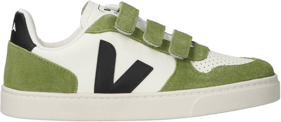 Veja Small V-10 leren sneakers wit groen