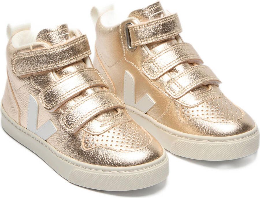 Veja Small V-10 Mid gevoerde leren sneakers champagne