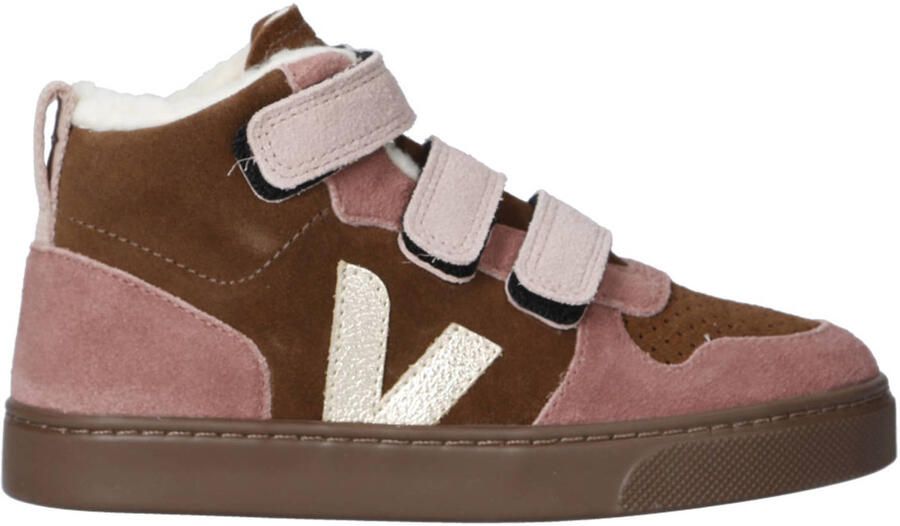 Veja Small V-10 Mid gevoerde suède sneakers aubergine roze - Foto 3
