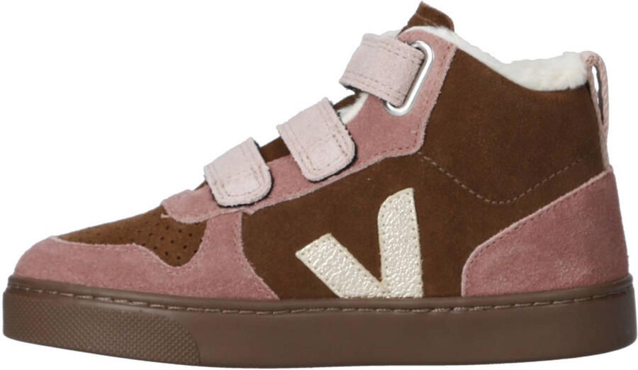 Veja Small V-10 Mid gevoerde suède sneakers aubergine roze