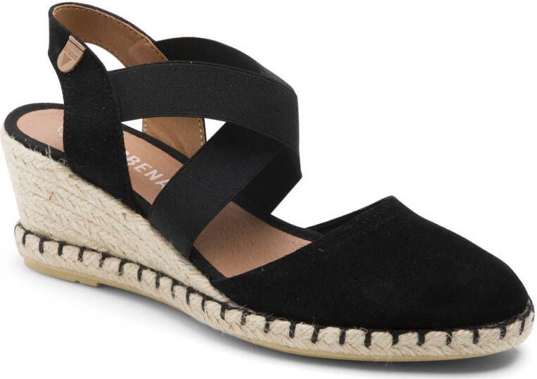Verbenas Mila Serraje suède espadrilles zwart