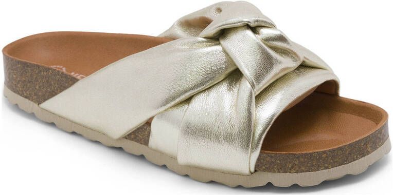 Verbenas Rocio leren slippers goud