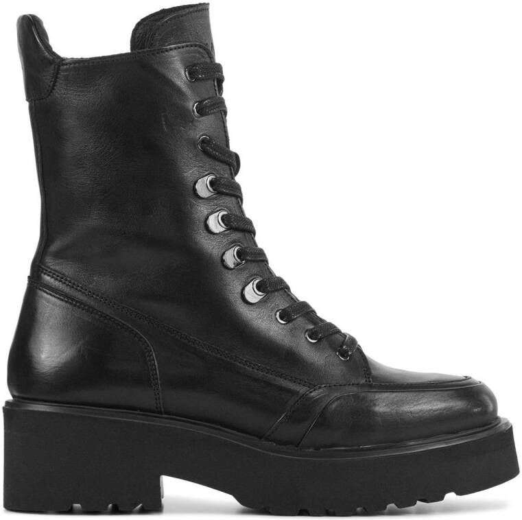 Via Vai leren veterboots zwart