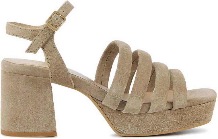 VIA VAI Sandalen Dames Damesschoenen Suède Blokhak hoogte 6 cm 60040 Cassia Beige