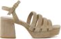 VIA VAI Sandalen Dames Damesschoenen Suède Blokhak hoogte 6 cm 60040 Cassia Beige - Thumbnail 1