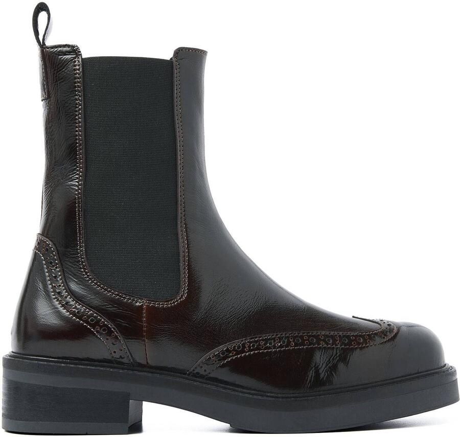 VIA VAI Enkelboots Dames Lucia Gina Leer Bruin