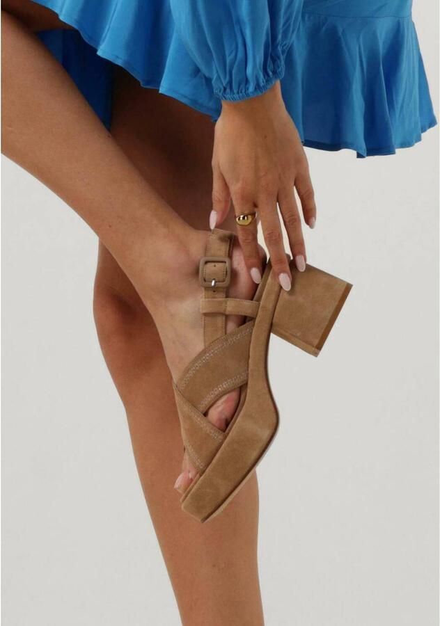 VIA VAI Elia Paisley | suède sandalen Beige Suede Sandalen met hak Dames