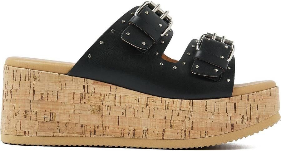 VIA VAI Slippers Dames Sissel Mira Leer Zwart