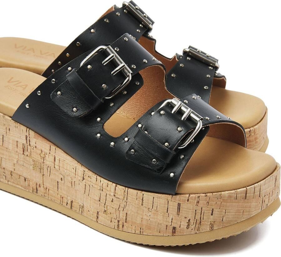 VIA VAI Slippers Dames Sissel Mira Leer Zwart - Foto 2