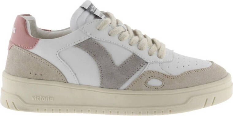 Victoria Leren sneakers met gespleten lederen effect White Dames