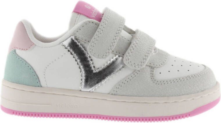 Victoria Tiempo Tiras Serraje Cra leren sneakers wit roze