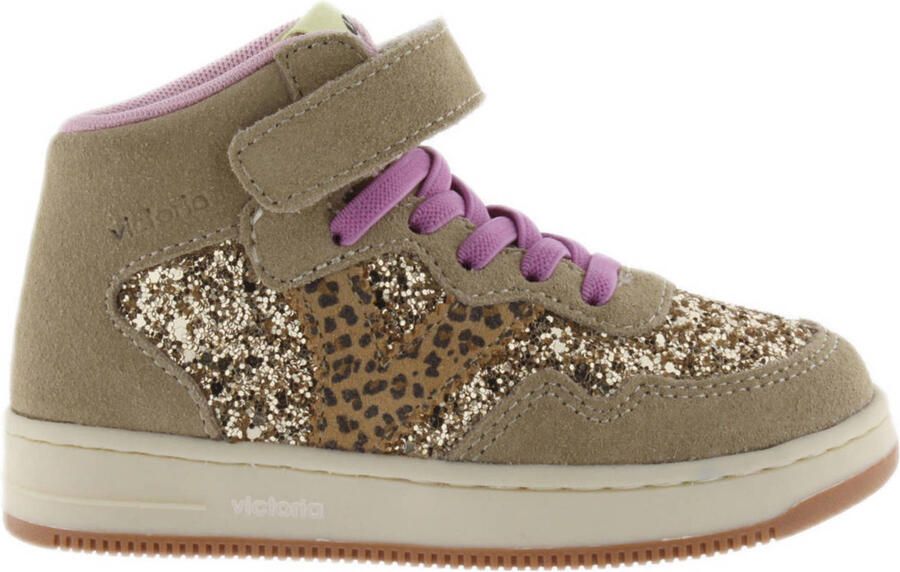 Victoria Meisjes Sneakers Beige Suéde Leopard Goud - Foto 3