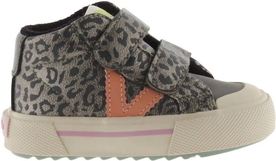 Victoria leren sneakers met panterprint grijs