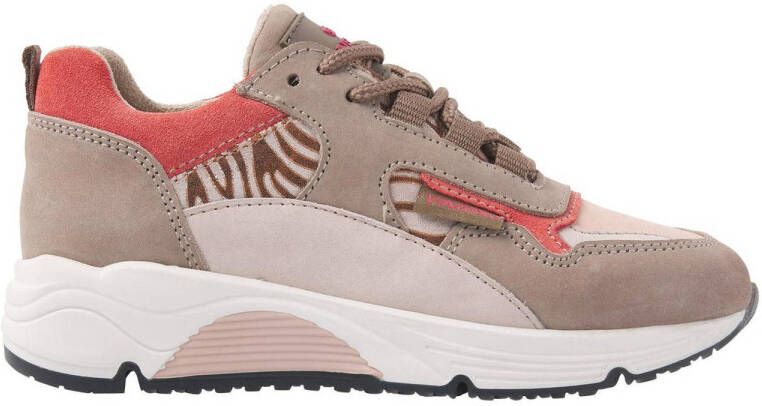 Vingino Audrey leren sneakers beige multi