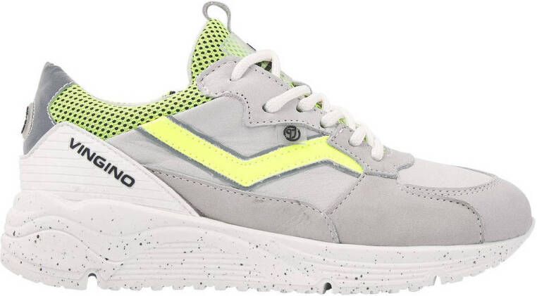 Vingino Celso leren sneakers off white geel