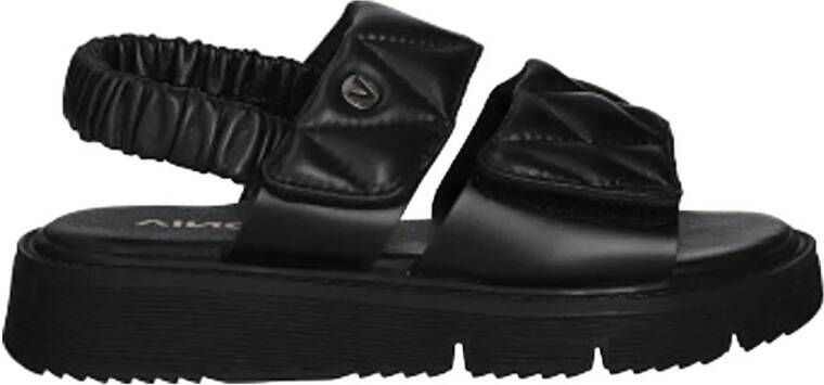Vingino VIN825403-589 Meisjes Platte Sandalen Zwart Leer Klittenband