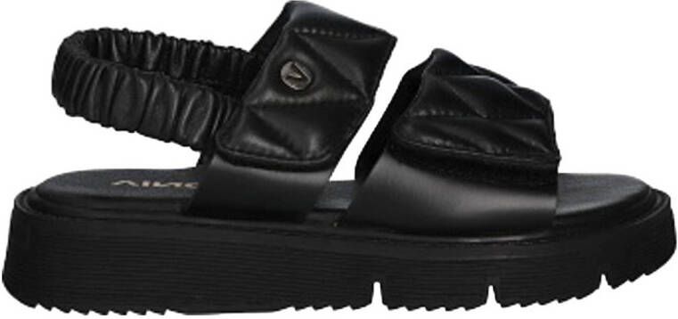 Vingino VIN825403-589 Meisjes Platte Sandalen Zwart Leer Klittenband