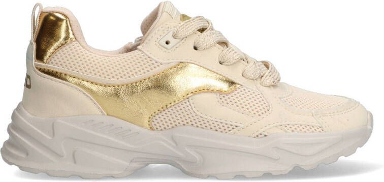 Vingino VIN825183-701 Meisjes Lage Sneakers Beige Leer Veters