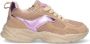 Vingino VIN825183-708 Meisjes Lage Sneakers Grijs Paars Leer Veters - Thumbnail 1