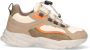 Vingino VIN825184-708 Jongens Lage Sneakers Bruin Zwart Oranje Nubuck Veters - Thumbnail 1