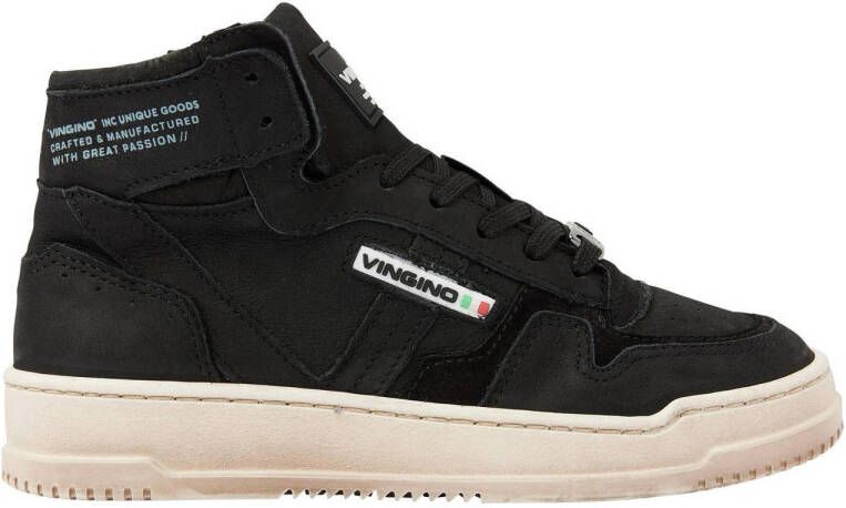 Vingino Enrico leren sneakers zwart