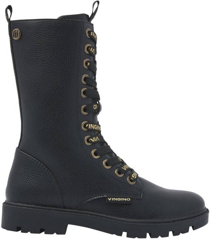 VINGINO Eva X Hi veterboots zwart Imitatieleer Effen 28