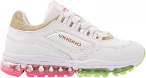 Vingino Fenna II leren sneakers met glitters wit goud