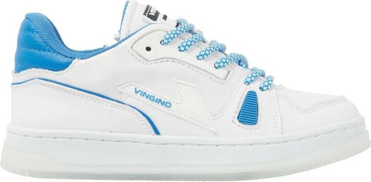 VINGINO Joshua Low leren sneakers wit blauw Jongens Leer Meerkleurig 28