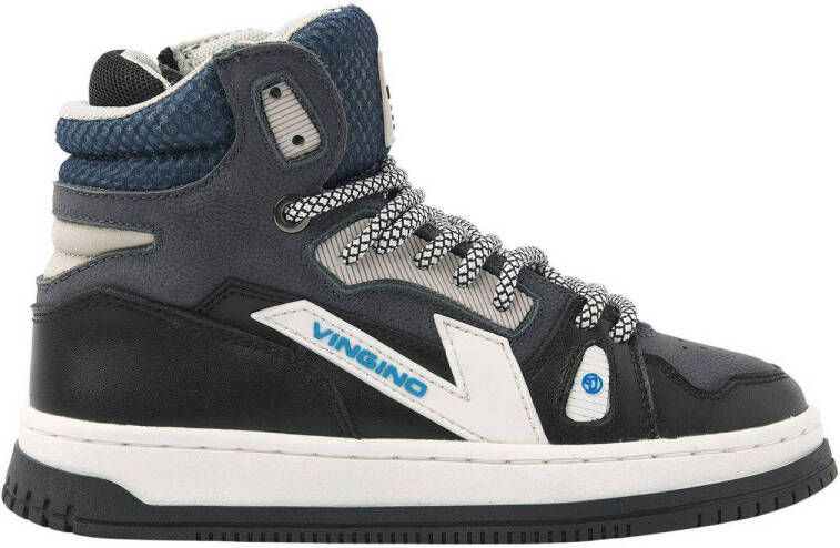 Vingino Joshua mid leren sneakers blauw