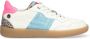 Vingino VIN825141-501 Meisjes Lage Sneakers Wit Roze Blauw Leer Veters - Thumbnail 1