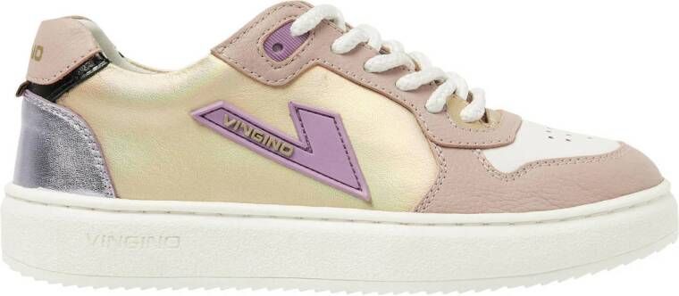 VINGINO Lilly Low leren sneakers beige lila Paars Meisjes Leer Meerkleurig 35