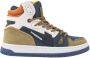 VINGINO Max Mid leren sneakers blauw beige Jongens Leer Meerkleurig 36 - Thumbnail 2