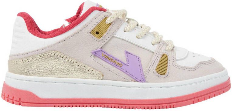 VINGINO Nadia leren sneakers wit roze Meisjes Leer Meerkleurig 26