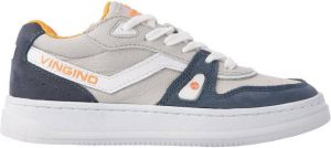 Vingino Rens low leren sneakers grijs blauw