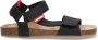 Vingino VIN825425-789 Jongens Platte Sandalen Zwart Leer Klittenband - Thumbnail 1