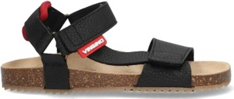 Vingino VIN825425-789 Jongens Platte Sandalen Zwart Leer Klittenband