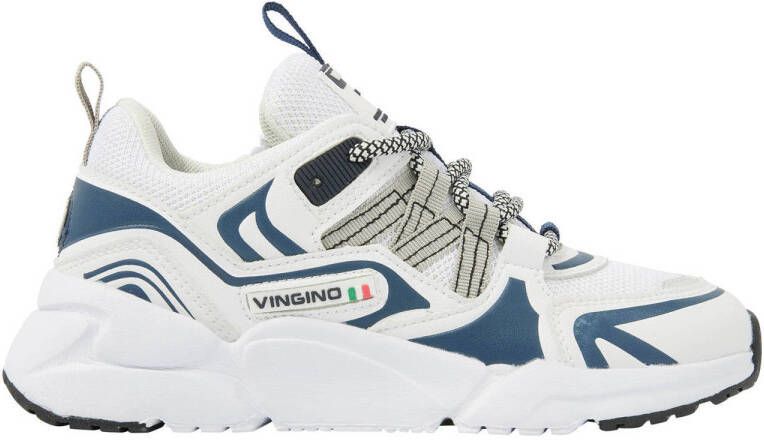 VINGINO Stef chunky leren sneakers wit blauw Jongens Leer Meerkleurig 31