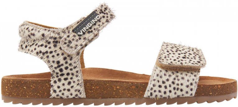 Vingino Tavi leren sandalen met dierenprint ecru
