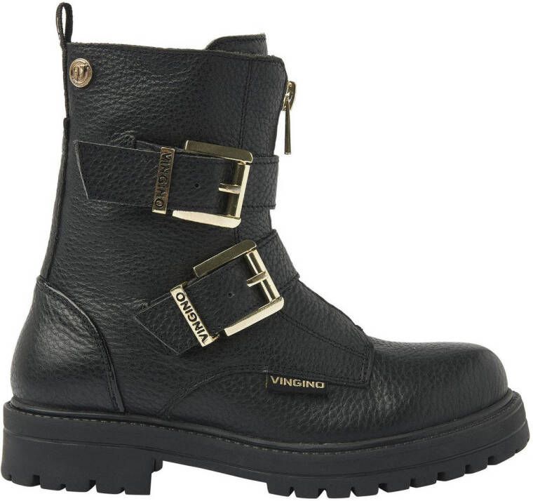 Vingino Velia leren bikerboots zwart