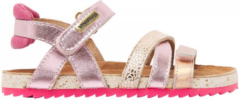 Vingino Vienna leren sandalen met panterprint roze roségoud - Foto 2