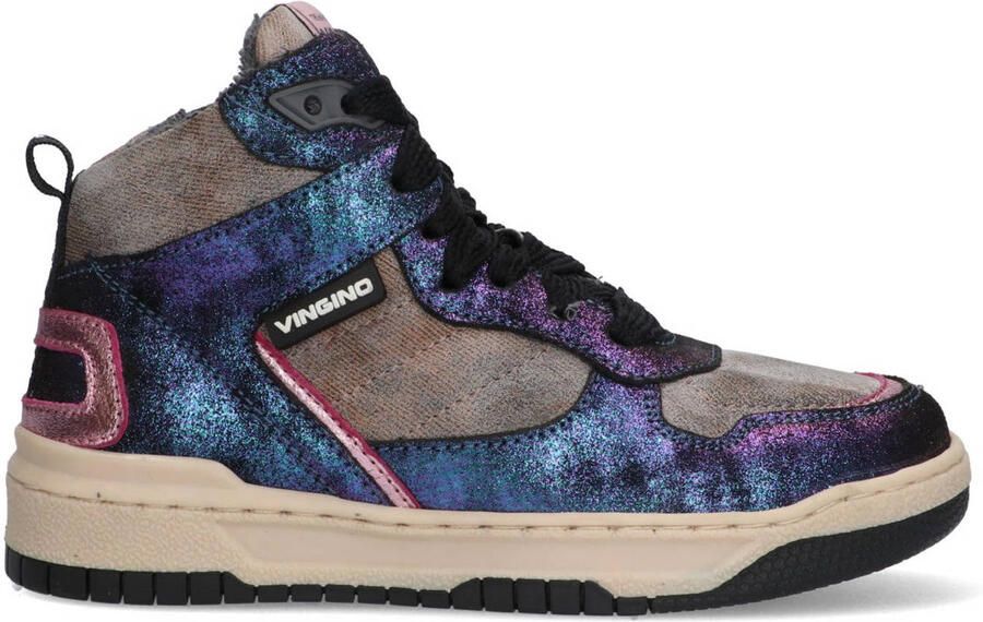 Vingino VIN825556-998 Meisjes Hoge Sneakers Multicolor Leer Veters