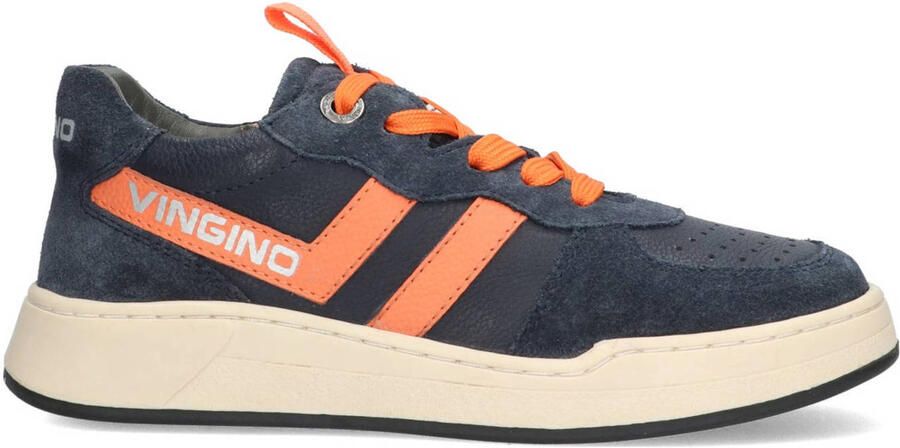 Vingino leren sneakers donkerblauw oranje
