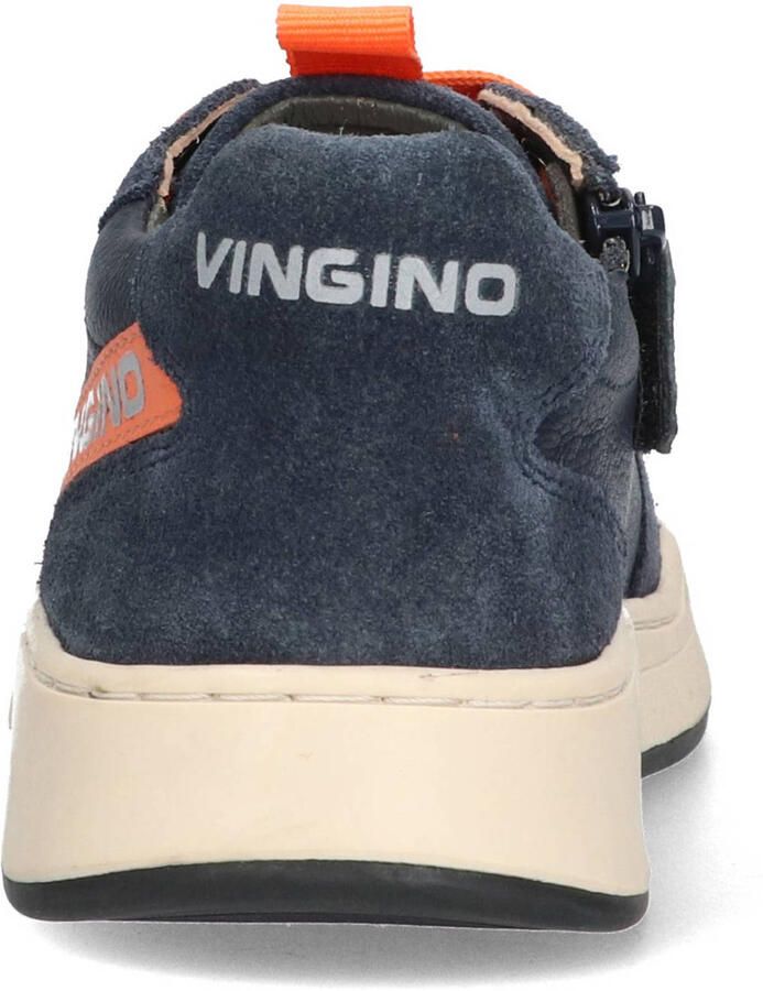 Vingino leren sneakers donkerblauw oranje - Foto 2