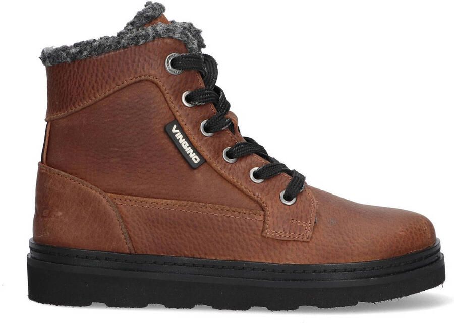 Vingino leren veterboots cognac
