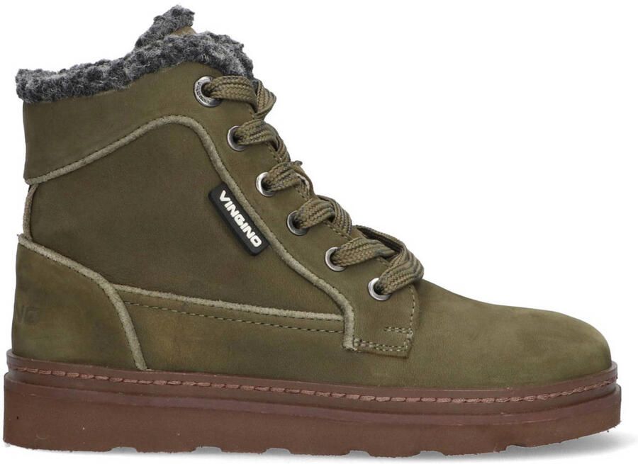 Vingino leren veterboots donkergroen