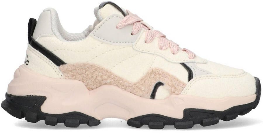 Vingino Monte Marina chunky suède sneakers met teddy ecru lichtroze