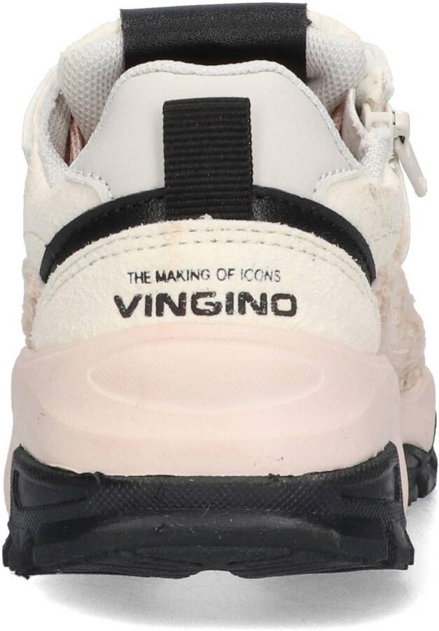 Vingino Monte Marina chunky suède sneakers met teddy ecru lichtroze