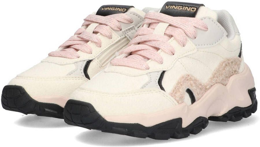 Vingino Monte Marina chunky suède sneakers met teddy ecru lichtroze - Foto 2