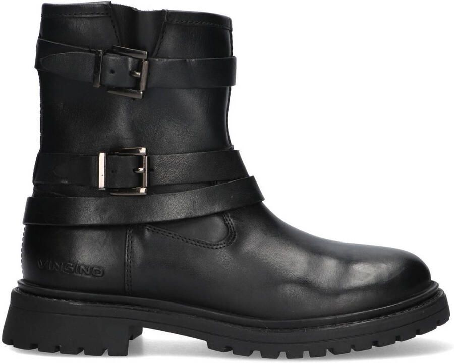 Vingino VIN825585-589 Meisjes Biker Boots Zwart Leer Gesp Met Rits